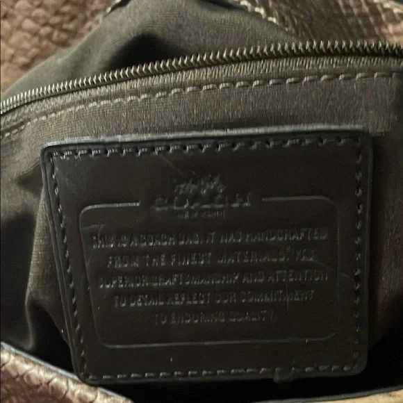 Snakeskin Patterned Tan and Brown Women's Bag - Picture 3 of 5